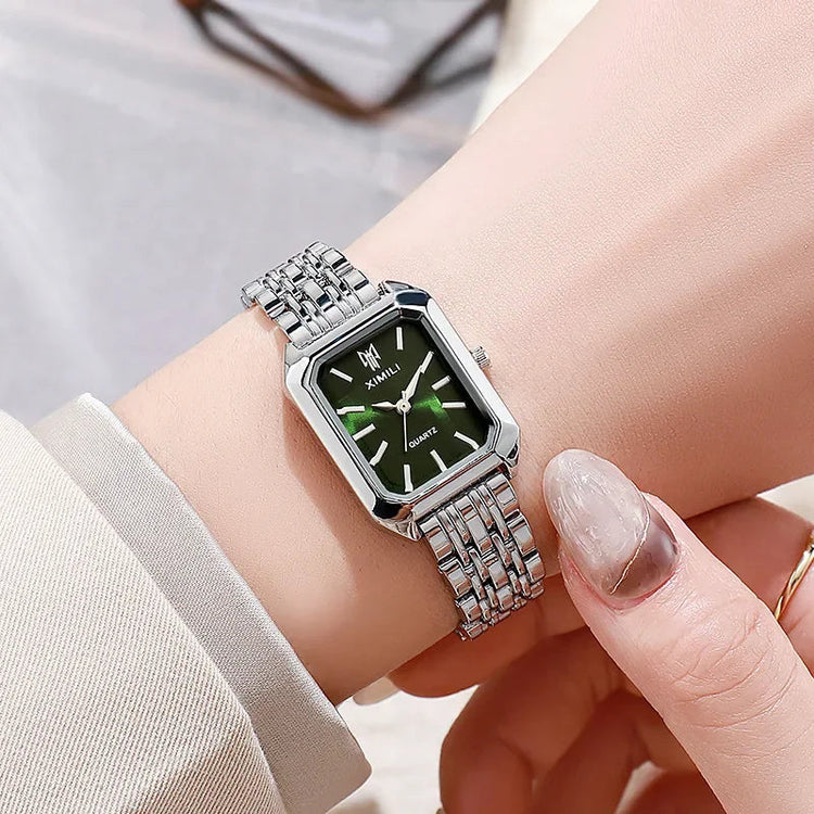 2025 Orologio da polso con cinturino in acciaio inossidabile di marca calda Orologio da polso al quarzo regalo di lusso da donna Orologio da polso al quarzo quadrato semplice moda studente platinumshop
