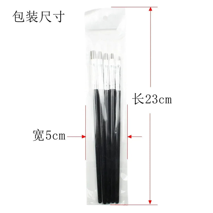 5PCS Kolinsky Flat Nail Art Brush Set Gradient Acrylic Nail UV Gel Builder Drawing Painting Pen Manicure Tool
