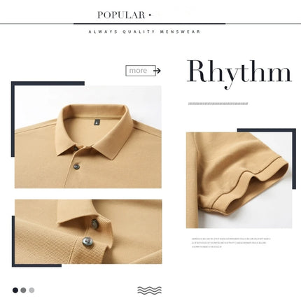 Men's Luxury Brand Short Sleeve Polo Shirt with Letter Print, 100% Cotton Summer T-shirt, Comfortable, Breathable, Casual, Lapel Collar.