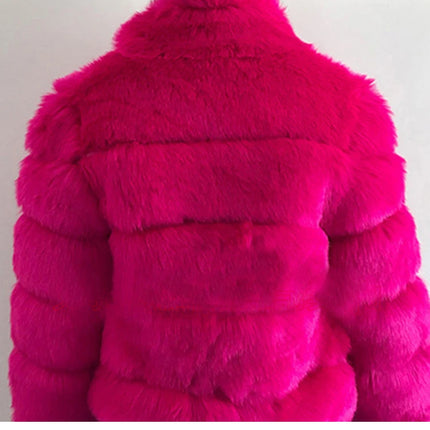 ZADORIN Winter Outerwears Furry Faux Fur Coat Women Stand Collar Long Sleeve Fake Fur Jacket Fur Coats fourrure abrigos mujer