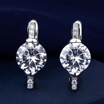 Orecchini in argento sterling 925 gioielli di alta qualità retrò modello semplice orecchini con zirconi bianchi viola vendita calda platinumshop