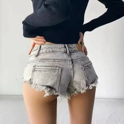 Women Summer Low Waist Denim Shorts Stretchy Short Jeans Hot Pants Sexy Triangle Design Butt Enhancer Casual Streetwear DURIKIES PlatiNum