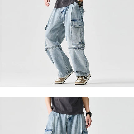 Pantaloni in denim Pantaloni casual alla moda stile americano da uomo Pantaloni larghi da uomo Hip Hop Jeans oversize Pantaloni in vita elastica da uomo