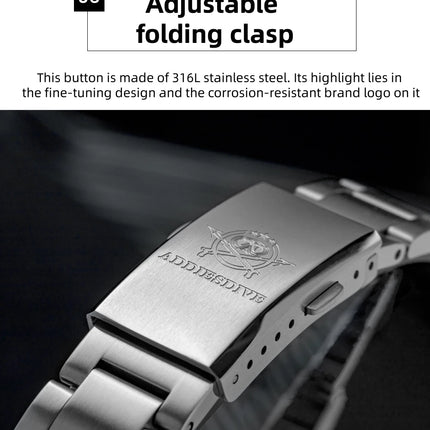 ADDIESDIVE New 2026 Luxury Men's Mechanic Quartz Analog Watch Super Luminous Steel Watch 10Bar Bubble Glass Personalized Watches