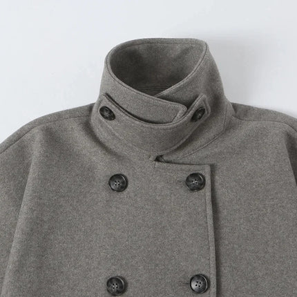 KONDALA High Street Holiday Chic Women Cloak Coat Turtleneck Double Breasted Loose Coat Fashion 2026 Fall Winter Night Out Coat