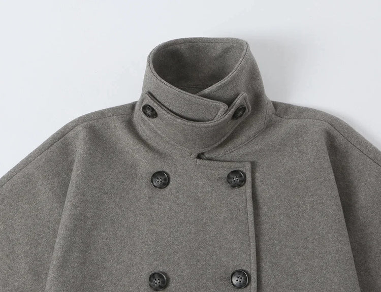 KONDALA High Street Holiday Chic Women Cloak Coat Turtleneck Double Breasted Loose Coat Fashion 2026 Fall Winter Night Out Coat