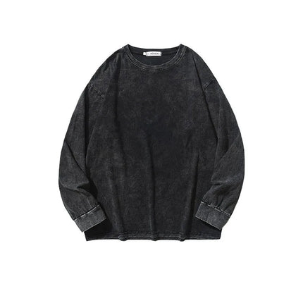 American Retro T Shirts Men Oversized T-shirt Women Loose Long Sleeve Shirt Vintage Hip Hop Y2K Style Men's Streetwear Plus Size PlatiNum