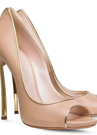 Nuove donne di estate pompe superficiale peep-toe tacchi alti scarpe da donna donna metallo stiletto punta a punta scarpe da donna Zapatos De Mujer platinumshop