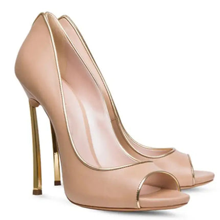 Nuove donne di estate pompe superficiale peep-toe tacchi alti scarpe da donna donna metallo stiletto punta a punta scarpe da donna Zapatos De Mujer platinumshop