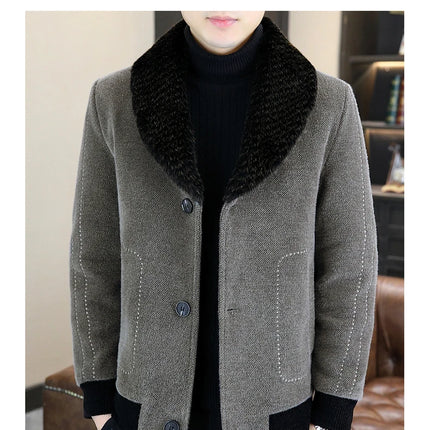 Casual Winter Men's Slim White Duck Down Jackets Warm Short Fur Collar Puffer Woolen Coat Outwear Thicken Windproof Top Clothing