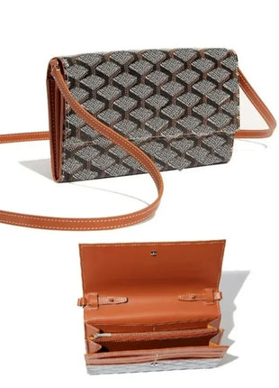Borsa a Tracolla Lunga con Motivo a Quadretti Retrò, Tracolla Sottile Rimovibile, Porta Carte Multiplo, Tasca Portamonete con Cerniera, Borsetta Piccola alla Moda per Uso Quotidiano
