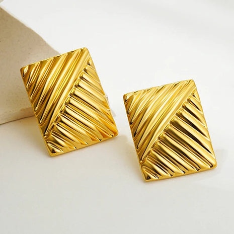 Orecchini a bottone geometrici con struttura in acciaio inossidabile per donna Orecchini con nodo intrecciato in metallo liscio placcato oro Gioielli vintage platinumshop