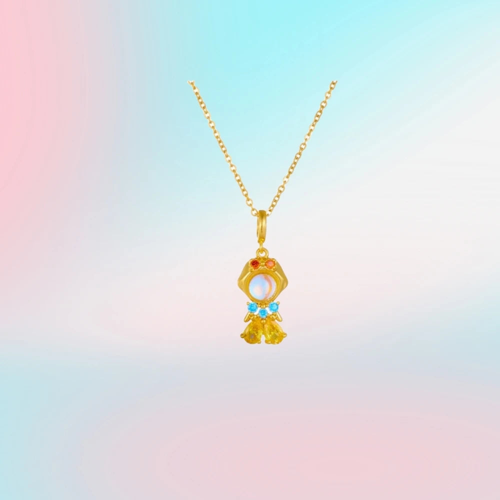 Collana alla moda con zirconi colorati, fiaba, piccola principessa, catena universale placcata in oro, catena clavicola, temperamento dolce