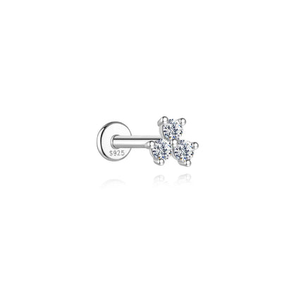 AIDE 1PC Sparkling Moissanite Piercing Stud Earrings 925 Sterling Silver Shining Circle Earring For Women Ear Bone Earring Jewel PlatiNum