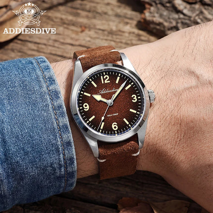 ADDIESDIVE New Quartz Watch Luxury Sapphire 2035 Movement 36mm Men Watch C3 Luminous Diving 100m Waterproof 316L Stainless Steel