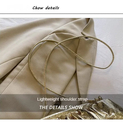 Small Luxury Design Women's Leather Silver Cloud Bag Female Gold Crossbody Bag Ladies Party Clutch Purse Female Handbags PlatiNum