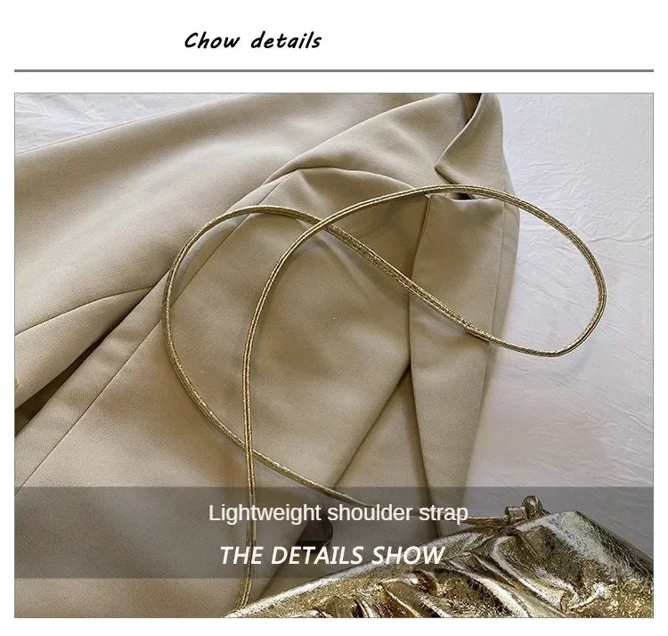 Small Luxury Design Women's Leather Silver Cloud Bag Female Gold Crossbody Bag Ladies Party Clutch Purse Female Handbags PlatiNum
