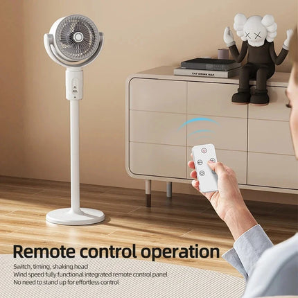 Ventilatore a Turbina Elettrica da Pavimento, Ventilatore a Cinque Velocità Regolabili, Altezza Regolabile, Ricaricabile