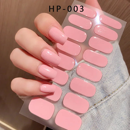 UV Semi-Cured Gel Nail Wraps Stickers Strips French Long Lasting Full Cover LED Gel Semi Cured Nail Sliders For Nail Extension &