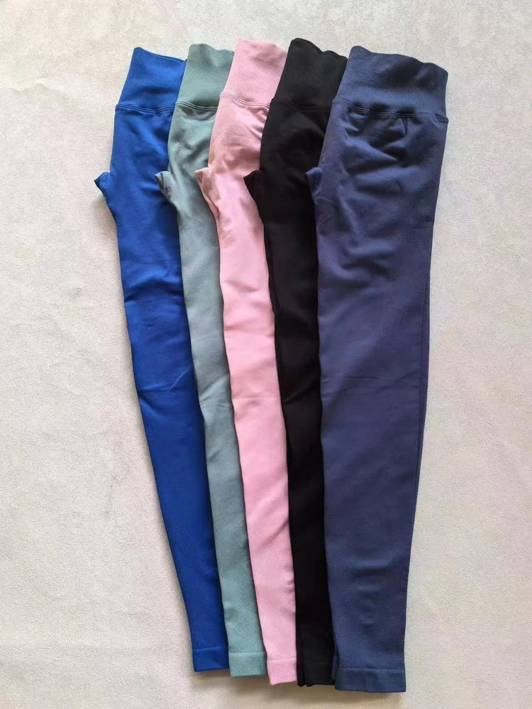 Seamless Sporty Leggings High Elastic Yoga Leggings Fitness Pants Butt Lifting Tights Tummy Control Squat Proof Workout Tights PlatiNum