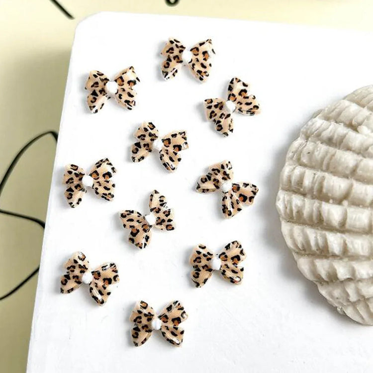 100/50/30pcs Resin Bow Nail Charms White Black 3D Long Ribbon Bowknot 3D Rhinestone For Korean DIY Kawaii Nail Art Decoration