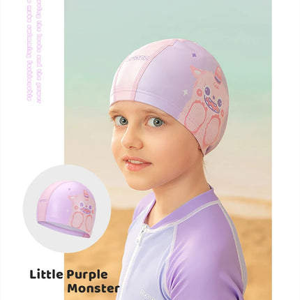 COPOZZ Cuffia da nuoto per bambini in cartone animato Bambini PU Protezione per le orecchie impermeabile Cappello da nuoto Cappelli da bagno elastici Cuffie da piscina per ragazzi Ragazza