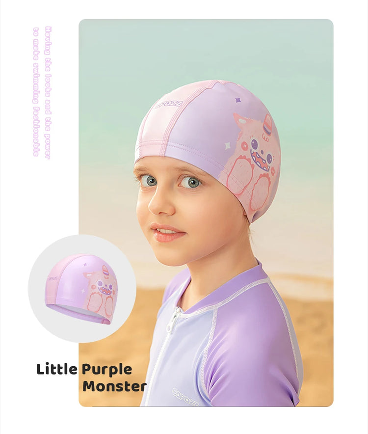 COPOZZ Cuffia da nuoto per bambini in cartone animato Bambini PU Protezione per le orecchie impermeabile Cappello da nuoto Cappelli da bagno elastici Cuffie da piscina per ragazzi Ragazza