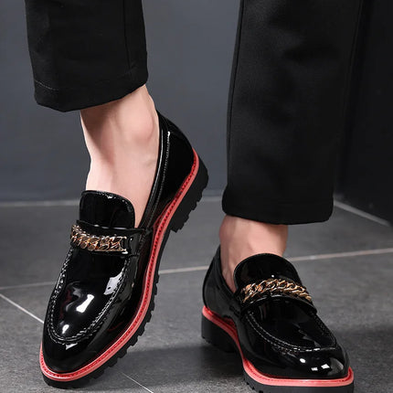 Scarpe da Uomo Trendy, Mocassini di Design con Catena Metallica, Scarpe Eleganti da Lavoro, Nuove Scarpe Casual in Pelle Slip-on, Scarpe da Cerimonia