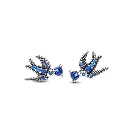 Orecchini e Ciondolo con Zirconi Scintillanti, Combinazione Fiore di Ciliegio e Farfalla, Orecchini in Argento 925, Regalo Ideale per Donne platinumshop