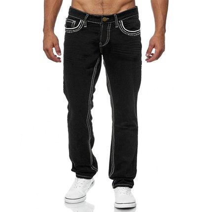 Straight Jeans Men Washed no hole Jean Spring Summer Boyfriend Jeans Streetwear Loose Cacual Designer Long Denim Pants Trousers PlatiNum