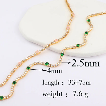 Collana a catena da tennis Hip Hop con zirconi cubici verdi stile misto CZ per donna Gioielli girocollo in oro 18 carati con smeraldi di cristallo per feste di strada