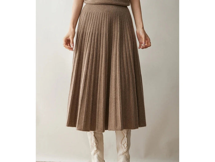 2025 New Grace Women's Cashmere Long Pleated Skirt Autumn Winter Office Lady Cashmere Skirt 100% Cashmere Pupular Dress Skirt PlatiNum