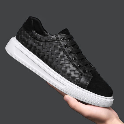 Sneakers Premium Breathable Woven Black Casual Shoes for Men Lightweight Comfortable Daily Walking Outdoor Footwear