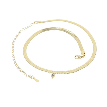 5A Goccia Cubic Zirconia CZ Collana a spina di pesce per le donne Catena color oro Girocollo Gioielli di moda con maglie a catena a serpente geometrico