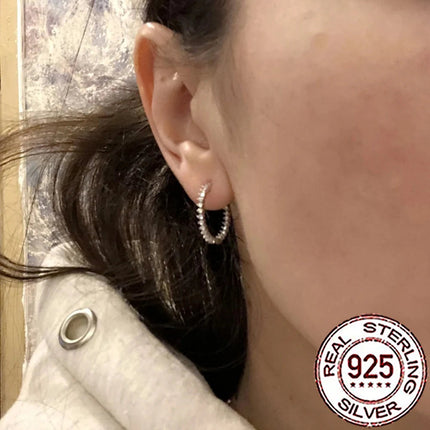 CWWZircons 925 Sterling Silver New Fashion Cubic Zircon Round Hoop Earrings for Women Girls Fine Party Jewelry Accessories SE012 PlatiNum