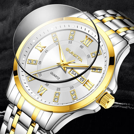 SUNKTA Orologio da Donna con Diamanti, Moda Creativa, Acciaio Impermeabile, Orologio al Quarzo Casual Luminoso con Bracciale platinumshop
