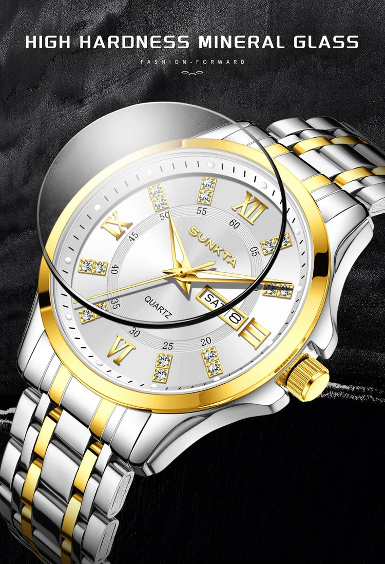 SUNKTA Orologio da Donna con Diamanti, Moda Creativa, Acciaio Impermeabile, Orologio al Quarzo Casual Luminoso con Bracciale platinumshop
