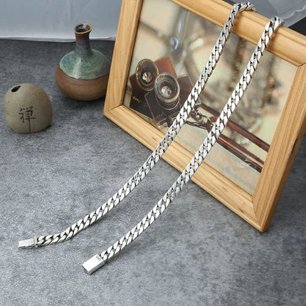 100% S925 Collana in argento sterling Bracciale Punk S925 Gioielli in argento Non sbiadisce mai Carry certificato Uomo Donna Gioielli Regali platinumshop