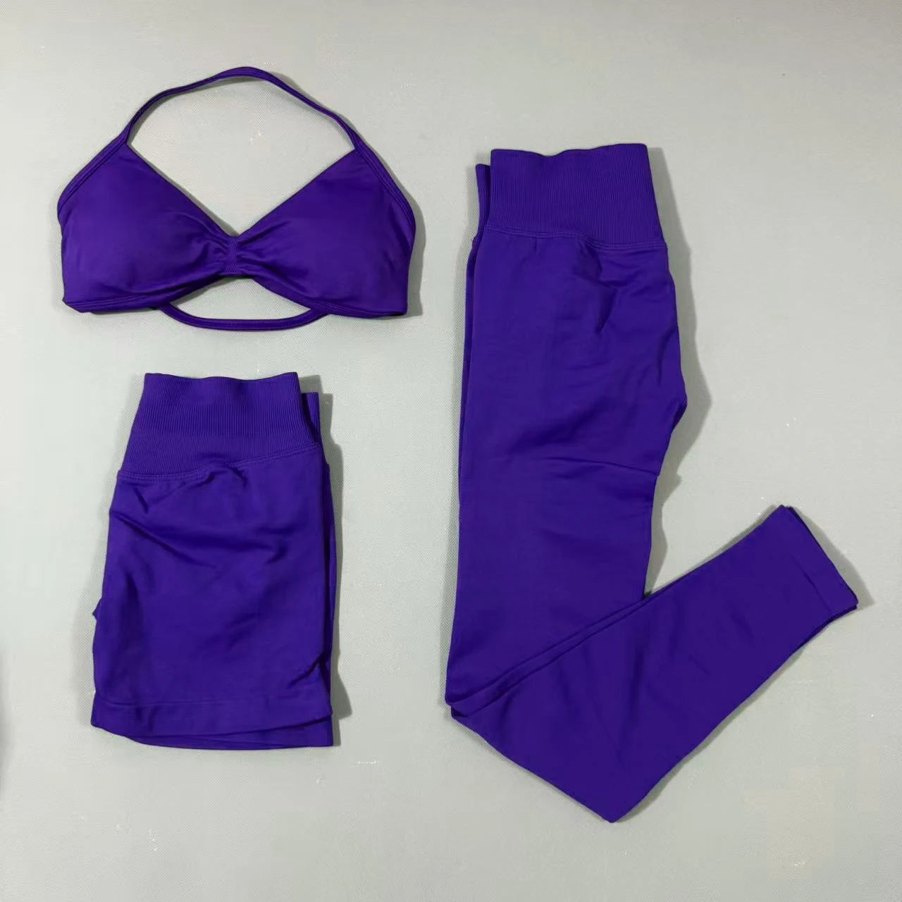 Yoga fitness set 3pcs Impact Gym Set Women Bras and Yoga Set High Waist Scrunch Seamless Shorts Fitness Clothes Activewear Work