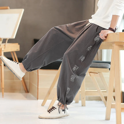 2024 autunno stile cinese pantaloni Casual alla moda moda Versatile High Street Sports Harun Pants Hombre collant larghi a gamba larga