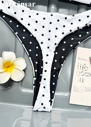 XS - L Nuovo Bikini Micro Thong a Pois da Donna, Costume da Bagno Due Pezzi, Set Bikini V7854 PlatiNum