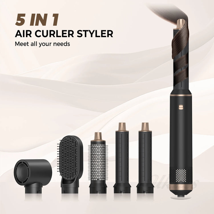 UKLISS 638 5‑In‑1 Hot Air Brush Set, Professional Hair Styling Tools, Multi‑Function Hair Dryer Curling Iron Straightener Kit For Curling, Drying, Straightening, Smoothing And Fluffy Hairstyle, For Home Professional Use