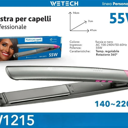 Electric Hair Styling Tool Set, Ceramic Flat Iron & Curling Wand, Adjustable Temperature Hot Styling Appliance for Household Daily Hair‑Dressing
