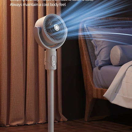 Ventilatore a Turbina Elettrica da Pavimento, Ventilatore a Cinque Velocità Regolabili, Altezza Regolabile, Ricaricabile
