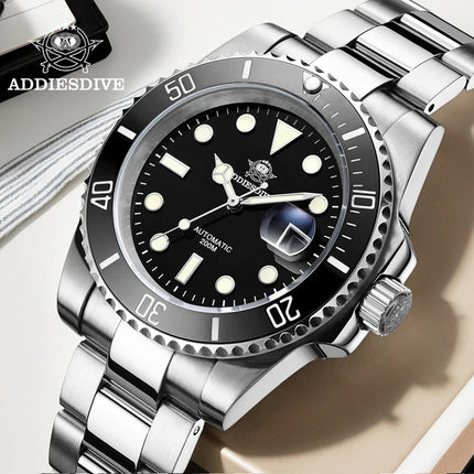 ADDIESDIVE AD2503 Luxury Men Watch Water Sapphire Glass Waterproof 200M C3 Super Luminous Calendar Automatic Mechanical Watch