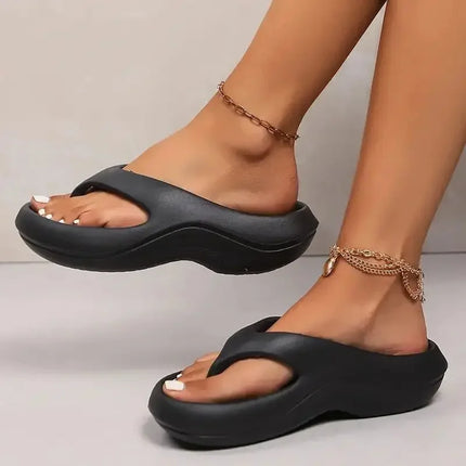 Infradito in Eva spessa con plateau per donna 2024 Sandali da spiaggia antiscivolo estivi con punta a clip Donna Comode pantofole con suola morbida