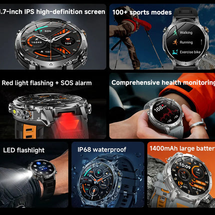 Military Grade Sapphire Smart Watch HeartRate SO2 BT5.3 Call Custom dial Smartwatch for Men Breathable Band Sports watch 1400mAh