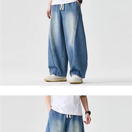 Pantaloni in denim Hip Hop da uomo High Street Autunno Pantaloni a gamba larga Uomo Casual Harajuku Jeans dritti Uomo Pantaloni cargo oversize larghi