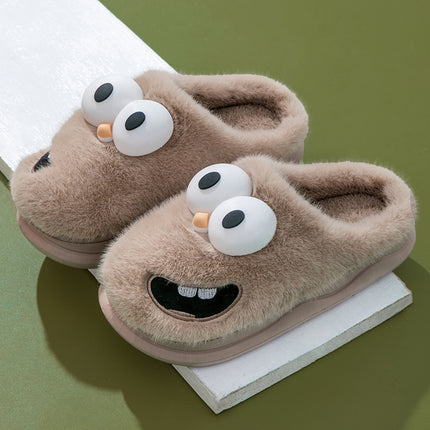 Nuovo simpatico cartone animato invernale suola morbida da uomo pavimento interno piattaforma antiscivolo diapositive calde pantofole di peluche scarpe casual in cotone per la casa maschile