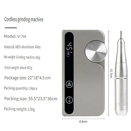 Wireless Portable Rechargeable Electric Nail Polishing Machine New Cordless Nail Surface Polisher Gel Nail Remover Professional Home Salon Manicure Pedicure Care Tool For DIY Nail Art Design